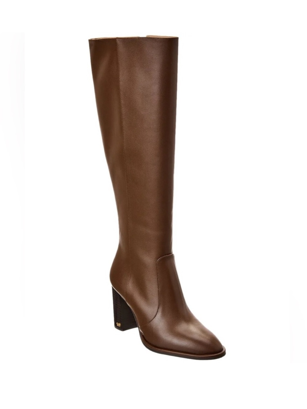 STUART WEITZMAN Ryland Leather Knee High Boots US7.5 EU38 Logo Brown New